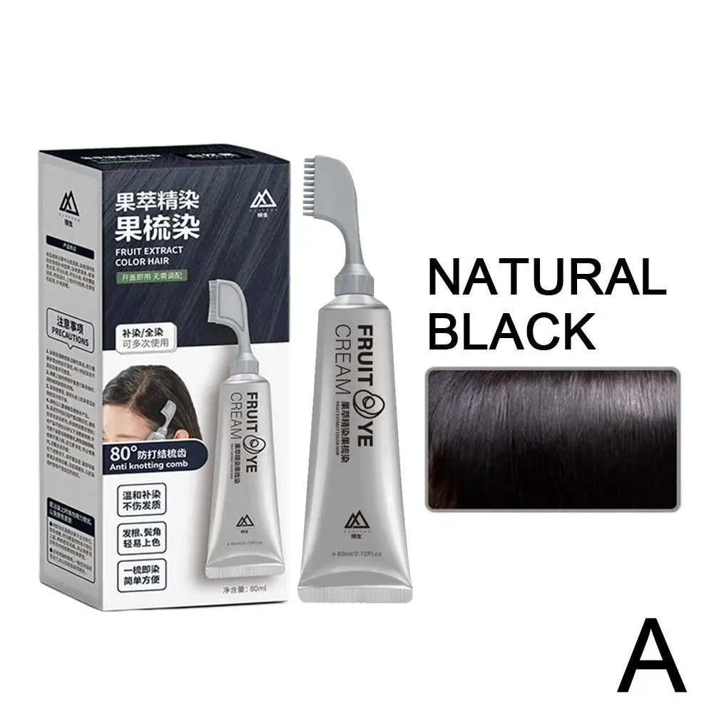 Fruit Hair Dye Cream Plant Extract Hair Dye Essence with Comb Hair Dye Shampoo Botanical Bubble Hair Dye Hair Color Non-Damaging