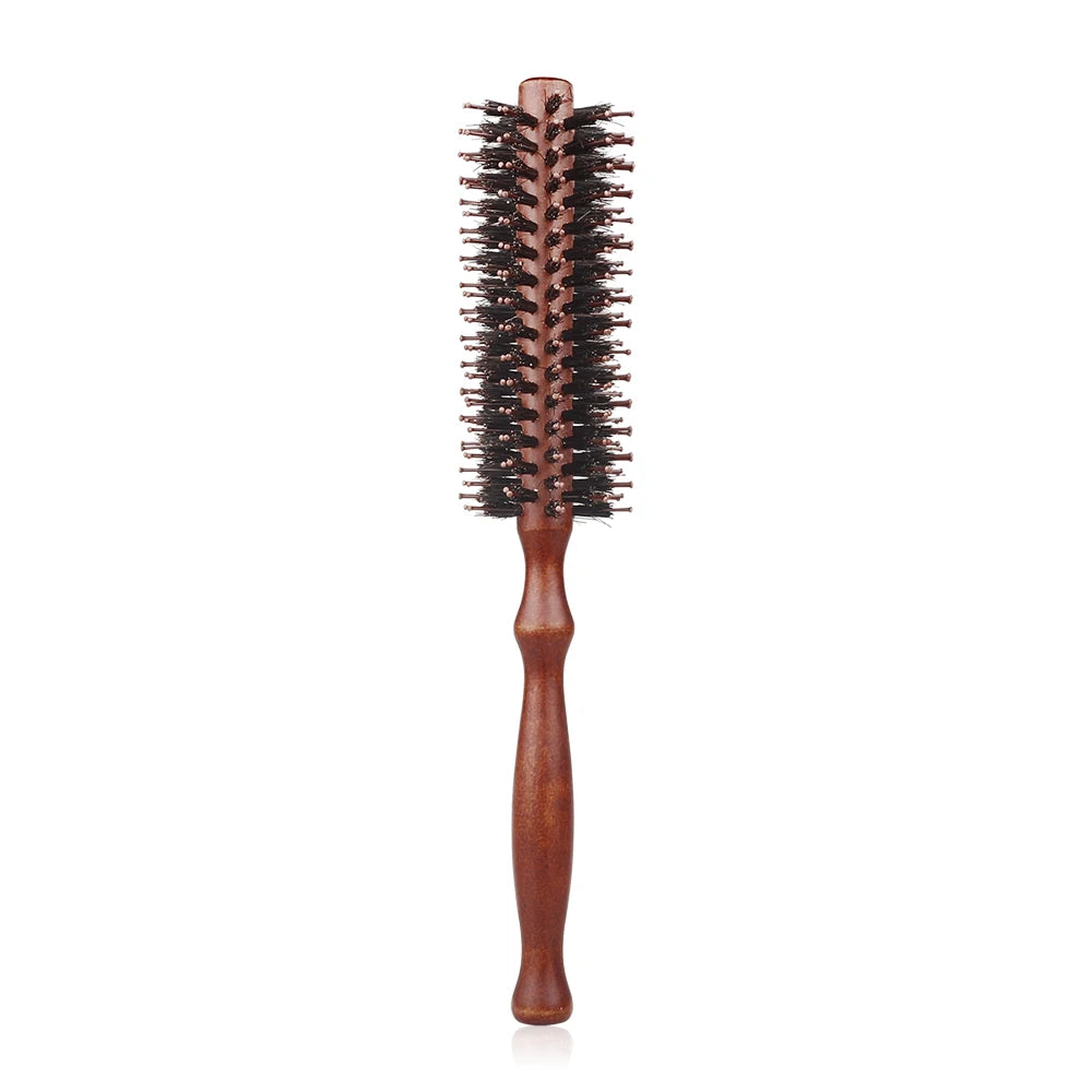 12 Style Wood Handle Round Rolling Brush Straight Twill Hair Comb Boar Bristle Round Barrel Hair Curling Brush Hairdressing Tool