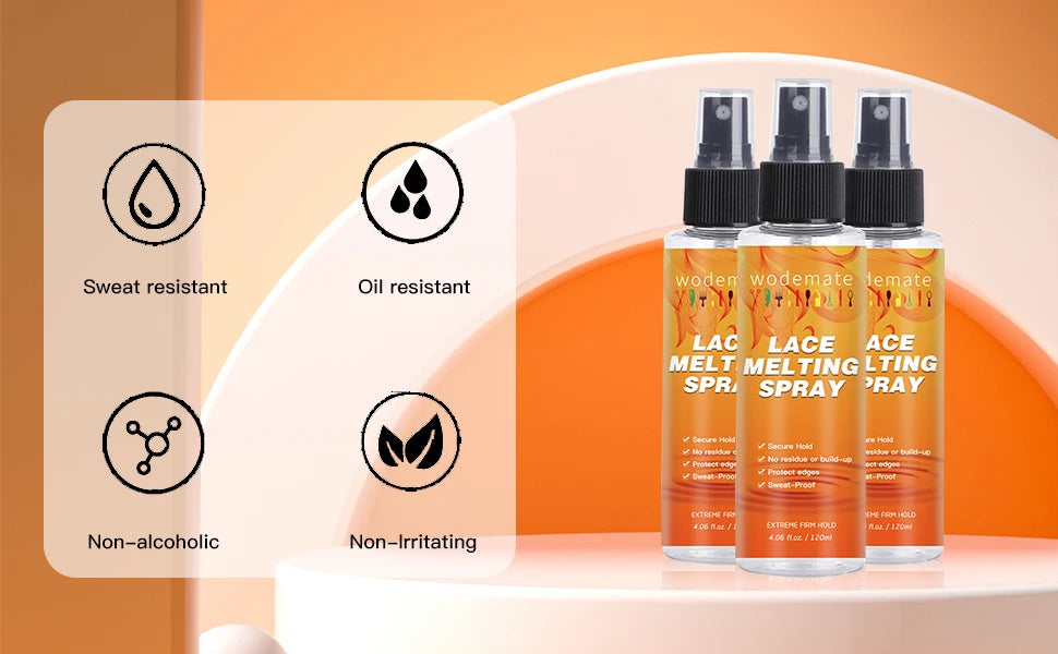 120ml Lace Melting Spray Strong Hold Hair Glue Wig Styling Spray Invisible Lace Melting Spray Quick Drying Wig Accessory