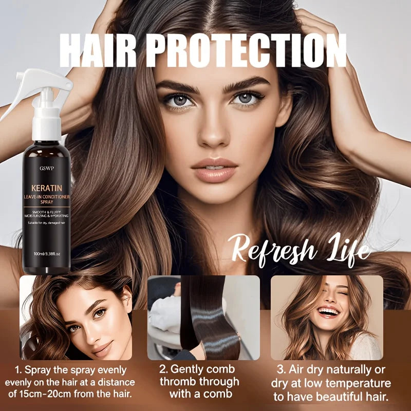 GSWP Keratin Hair Spray: Reduces Frizz, Provides Heat Protection and Salon-Quality Care. Suitable for All Hair Types. 100/200ml