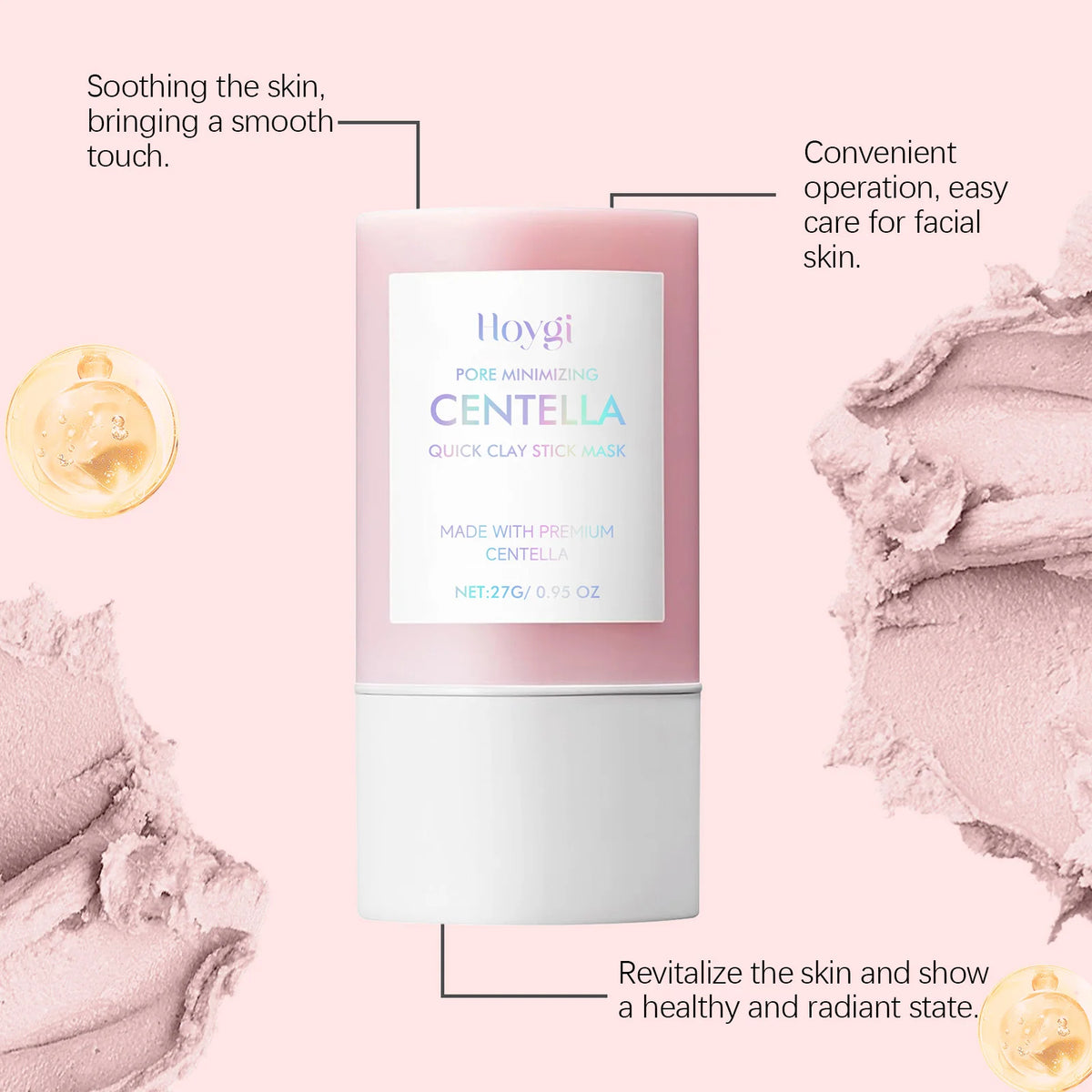 Centella Asiatica Kaolin Clay Mask Stick Quick Deep Pore Cleansing Oil Control Soothing Solid Face Mask Cica Skincare For Sensitive Skin Blackhead Remover Stick K-Beauty Mess-Free Clay Stick For Glowing Glass Skin Travel Size