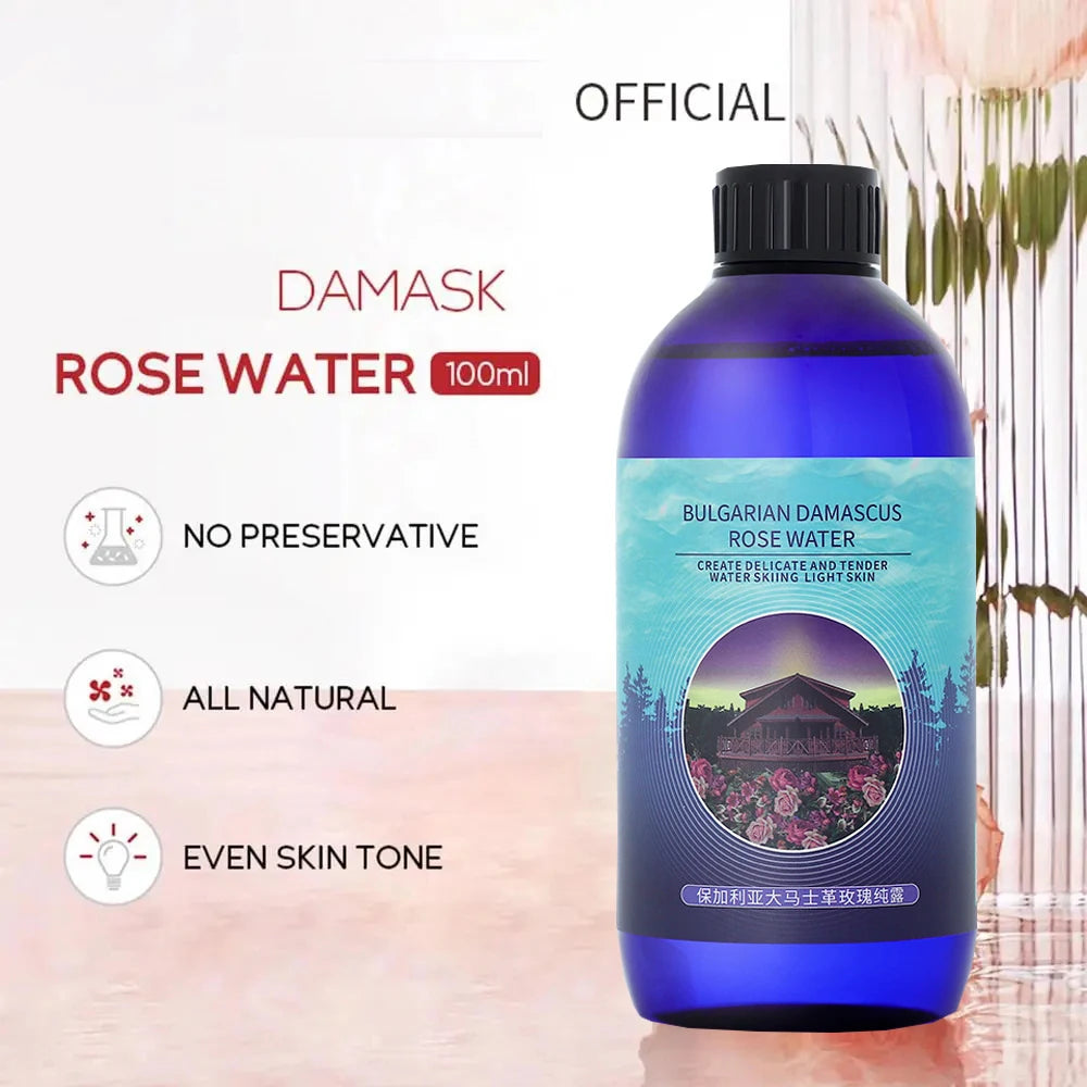 400ml Rose Water Damask Rose Hydrosol Brighten Skin Tone Rose Hydrosol Facial Toner Organic Rose Petals Essence Essential Oil