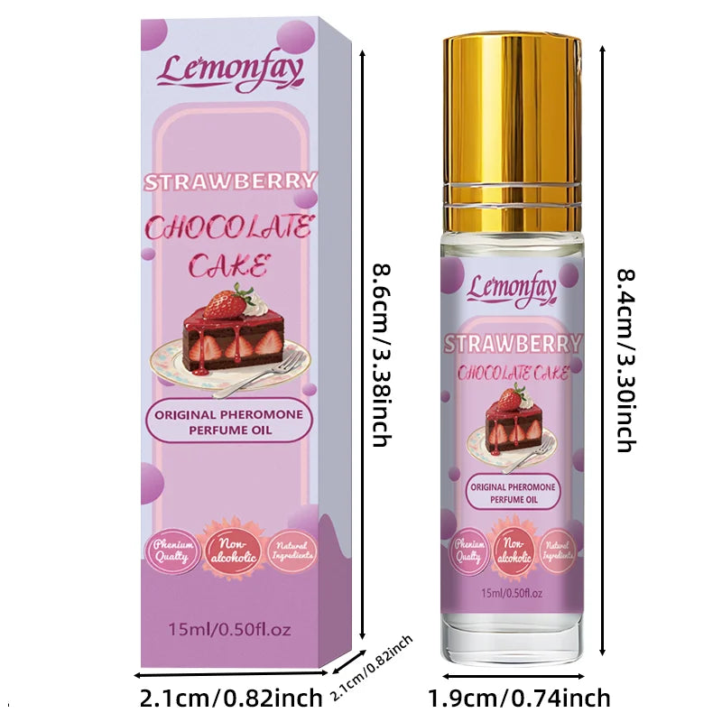 Lemonfay Strawberry Chocolate Cake Pheromone Perfume Oil | Non-Alcoholic Portable Roll-On | Long Lasting Sweet Scent 15ml