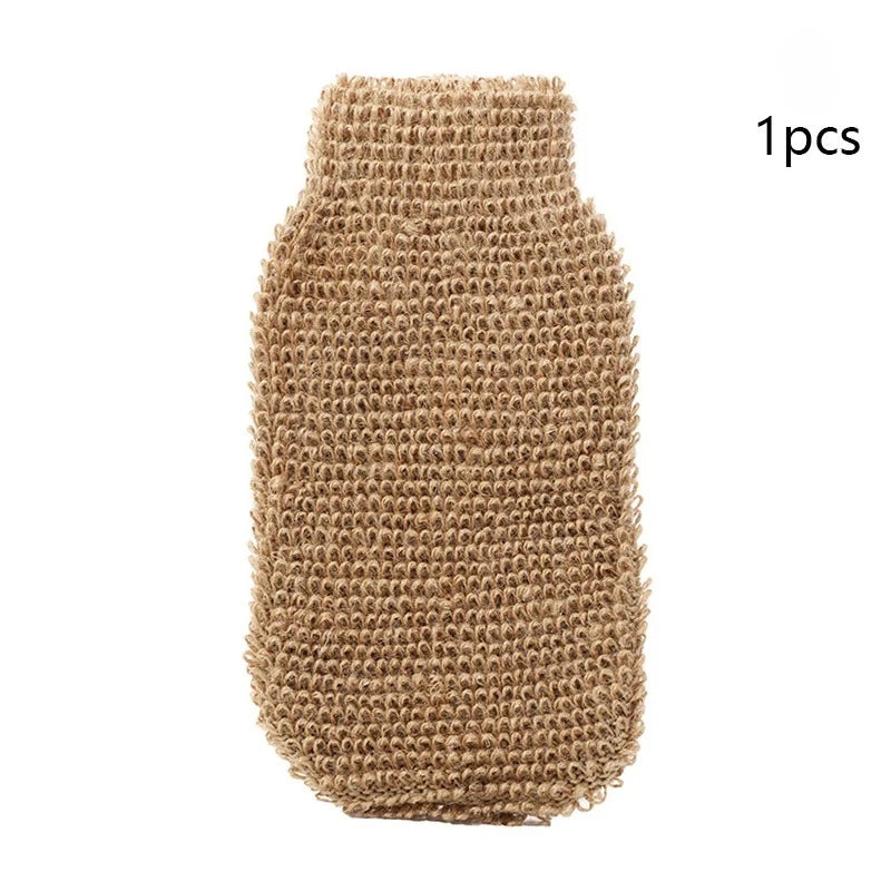 1Pc Exfoliating Hemp Bath Glove Mitten Scrubber Natural Bamboo Fiber Remove Dead Skin Deep Clean Double-Sided Bath Gloves