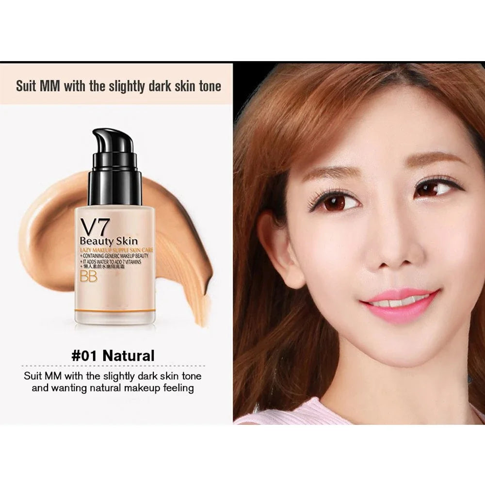 V7 Lazy Lotion BB CC Cream Natural Moisturizing Makeup Concealer Foundation Waterproof Cosmetic