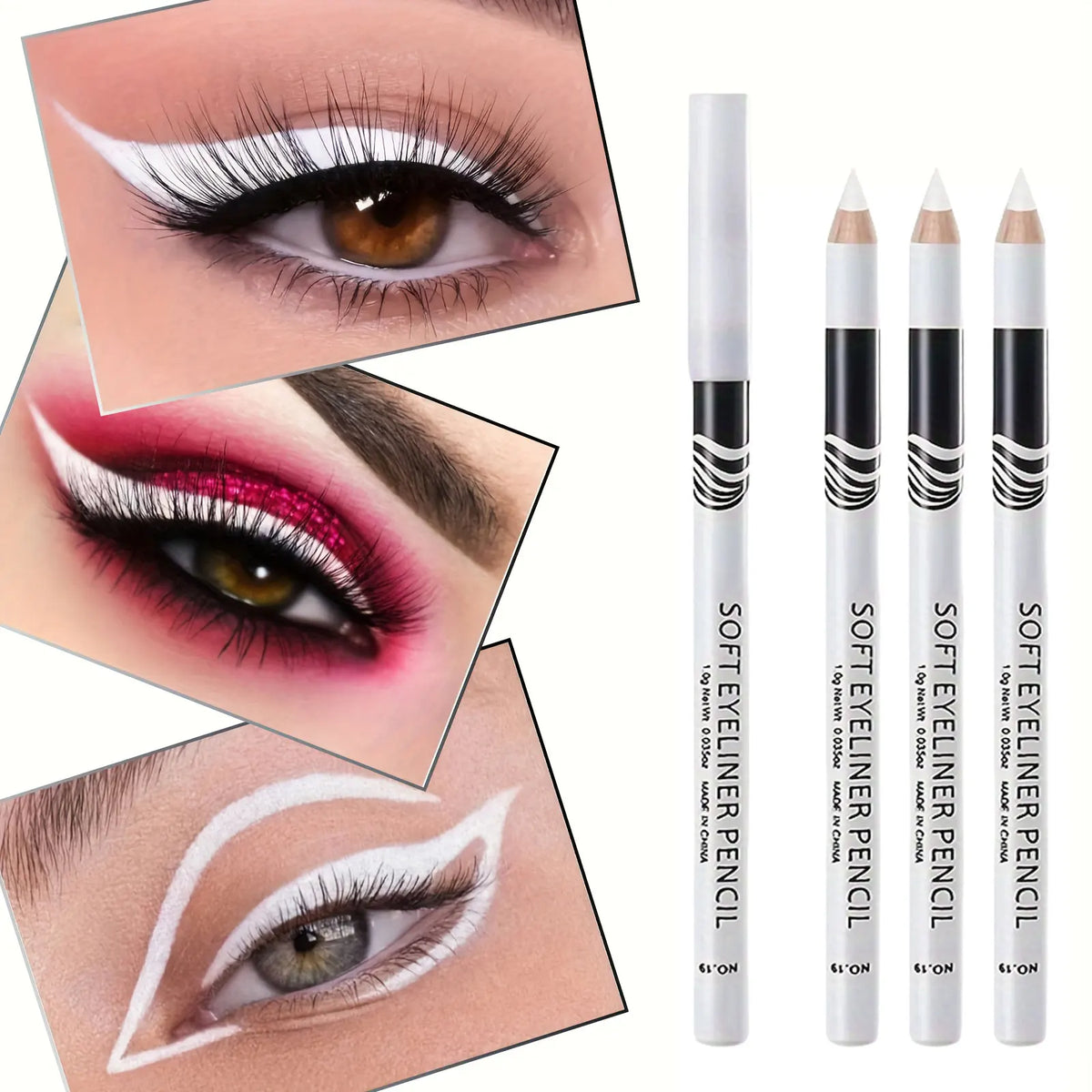 Wooden Rod White Inner Eyeliner Pen Eyelid Under Crease Pen Matte White Pen Beauty Eyeliner Easy Coloring