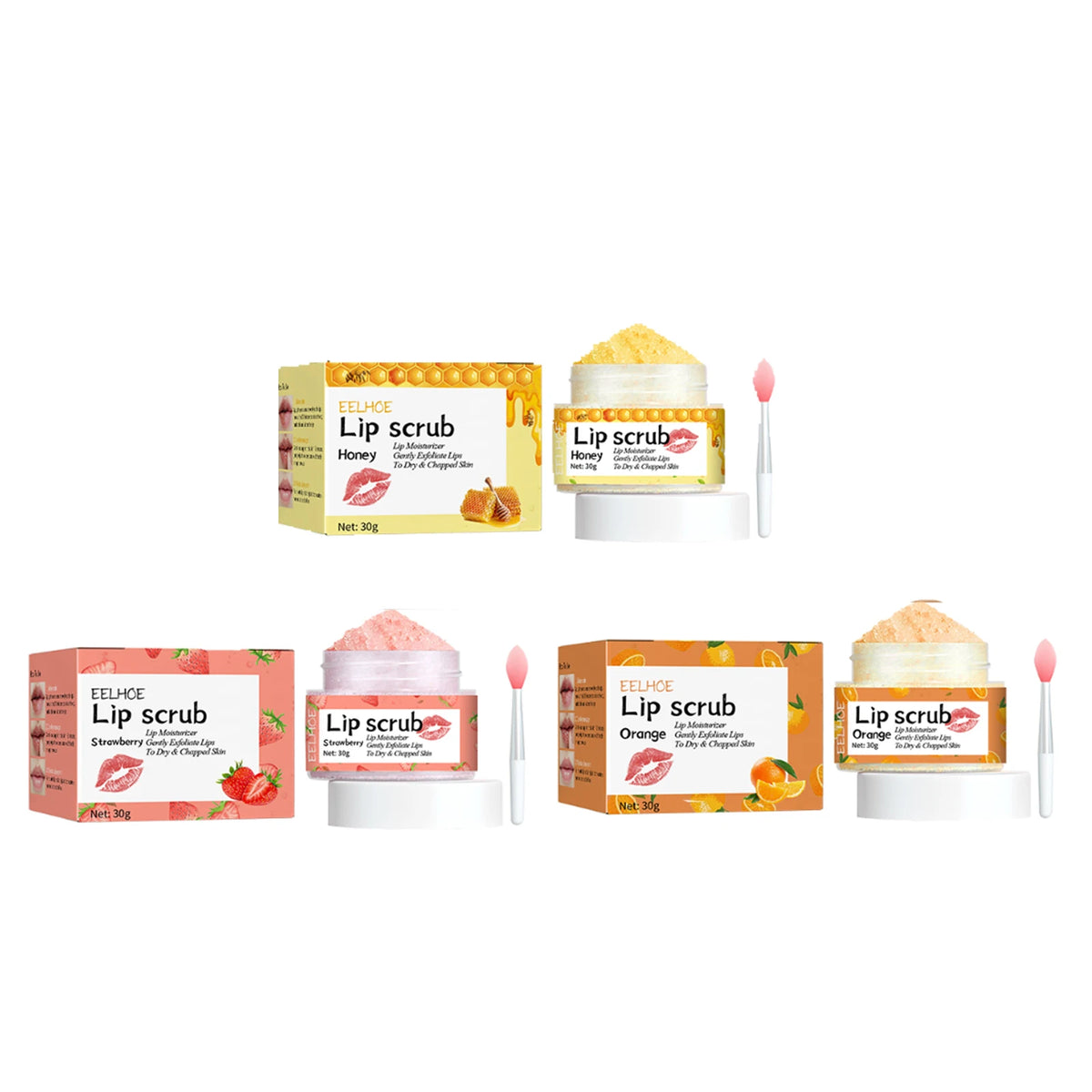 Lip Scrub Fruit Strawberry Orange Honey Brightening Lip Color Exfoliating Deep Cleaning Dead Skin Lipstick Moisturizing Lip Care