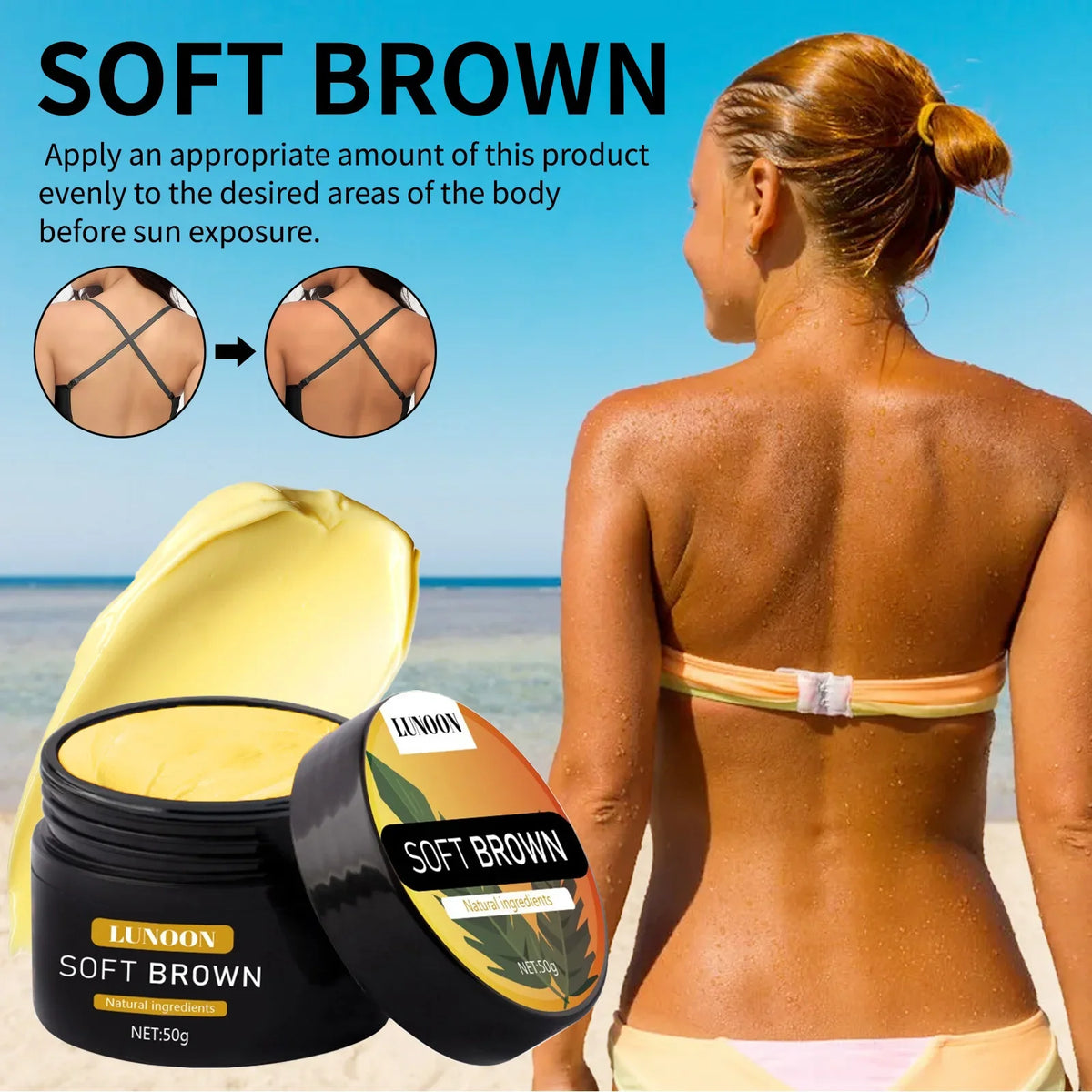 Self-Tanning & Suntan Shield Cream - Long-Lasting Face & Body Bronzer, Nourishing Formula for Natural Sun-Kissed Look.