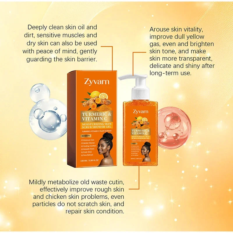 Vitamin C Brightening Body Wash Exfoliating Shower Gel Aloe Vera Moisturizing Skin Polish Gentle Deep Cleansing Daily Skincare