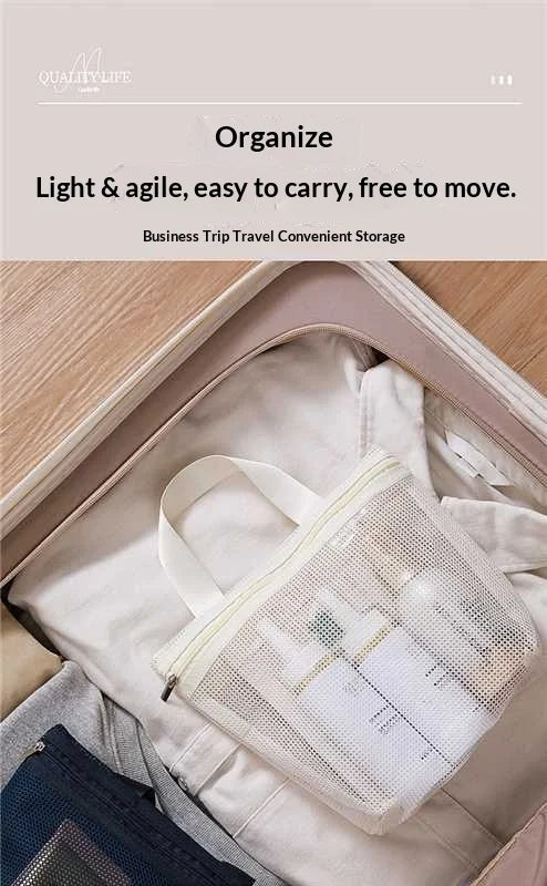 HOMEFISH Mesh Makeup Toiletry Storage Bags Handbags Portable Travel Washing Body Shower Tools Organizer Hanging Organizer Pouch