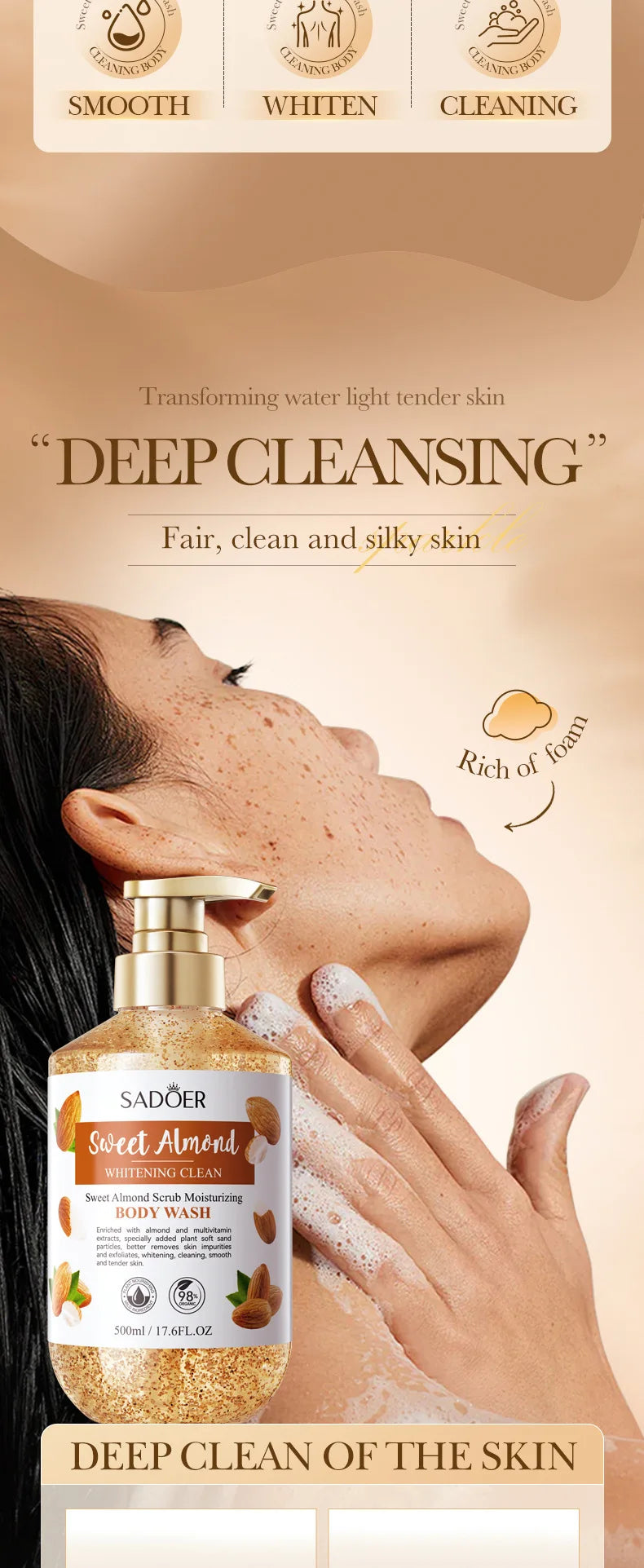 500m Anti-Mite Sulfur Shower Gel Deep Cleansing Oil Control Anti-Acne Soothe Repair Body Skin Care Wash for Women & Men
