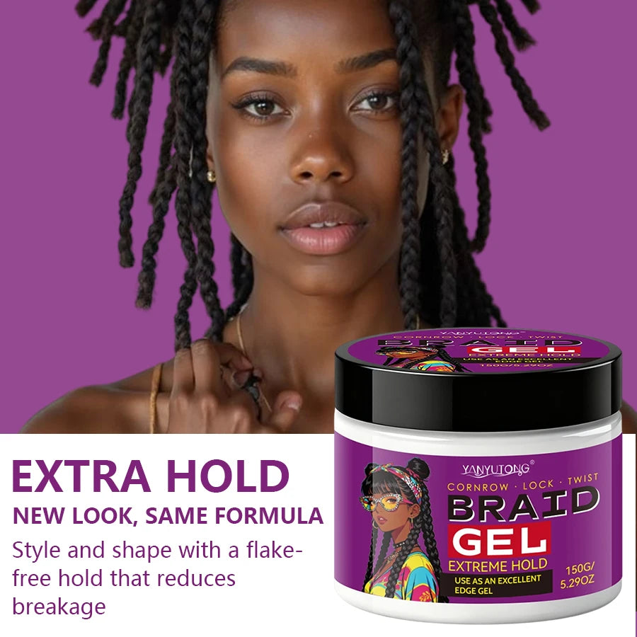 Styling Broken Hair Braiding Gel, Carbom Formula, Edge Control Twisting Gel Tame Frizz & Edges, Braiding Gel, Hailine Control,