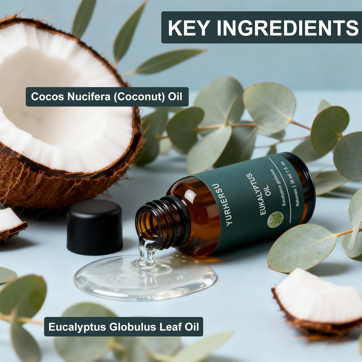 100% Pure Natural Eucalyptus Oil for Diffuser, Relaxation, Cold Relief, Skin & Hair Care, 30ml Bottle