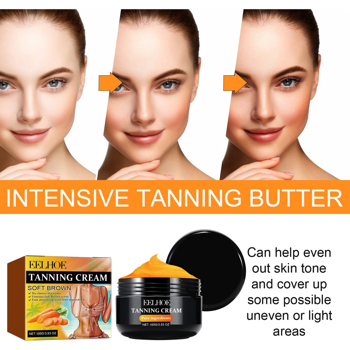 Instant Self-Tanning Lotion Black Brown Self Tanner for Face Body Lasting Glow Body Bronzer Even Skin Tone Bronzing Lotion