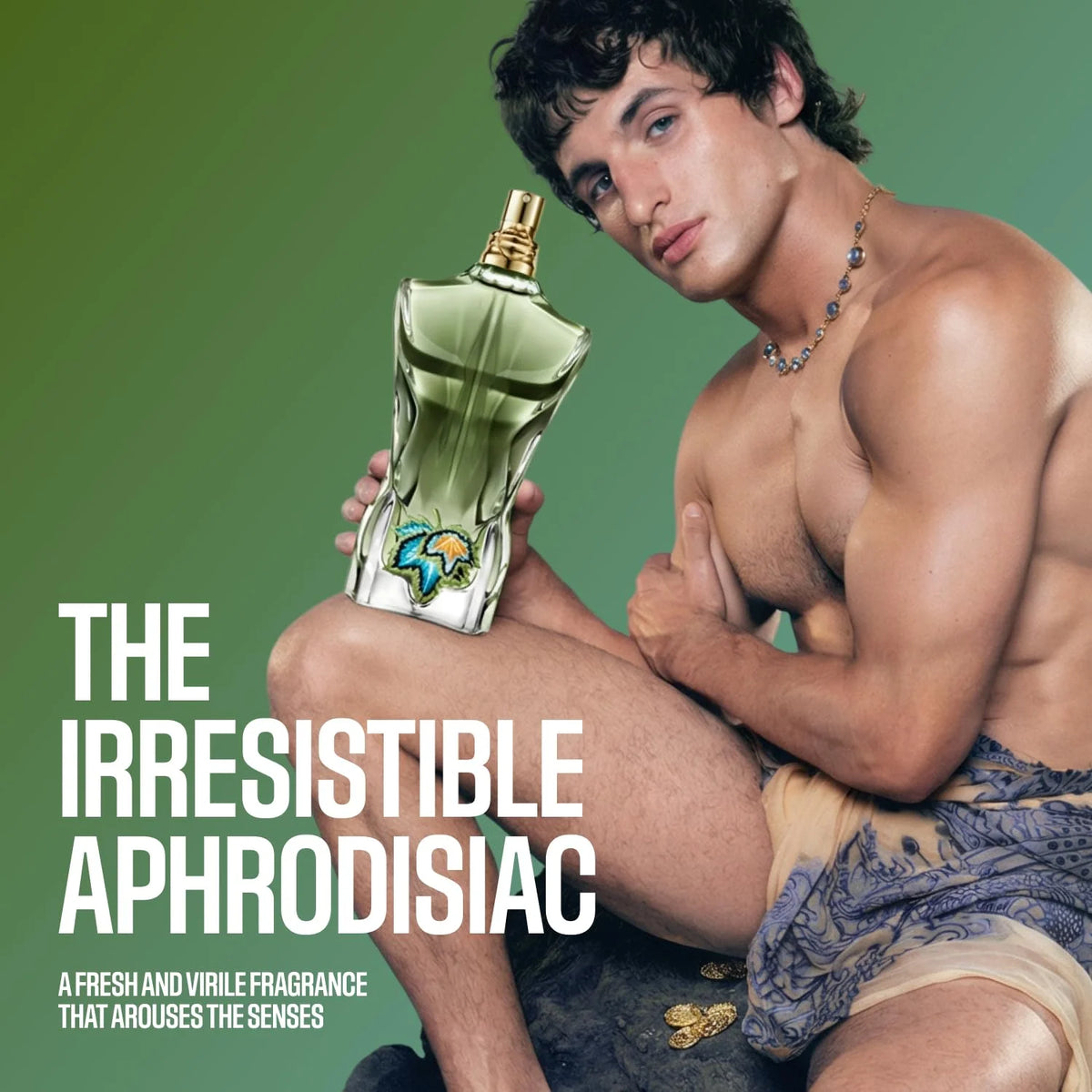 Jean Paul Gaultier Le Beau Paradise Garden Eau De Toilette, Iconic Green Torso Bottle, Fresh Woody Aromatic Luxury Fragrance125ML