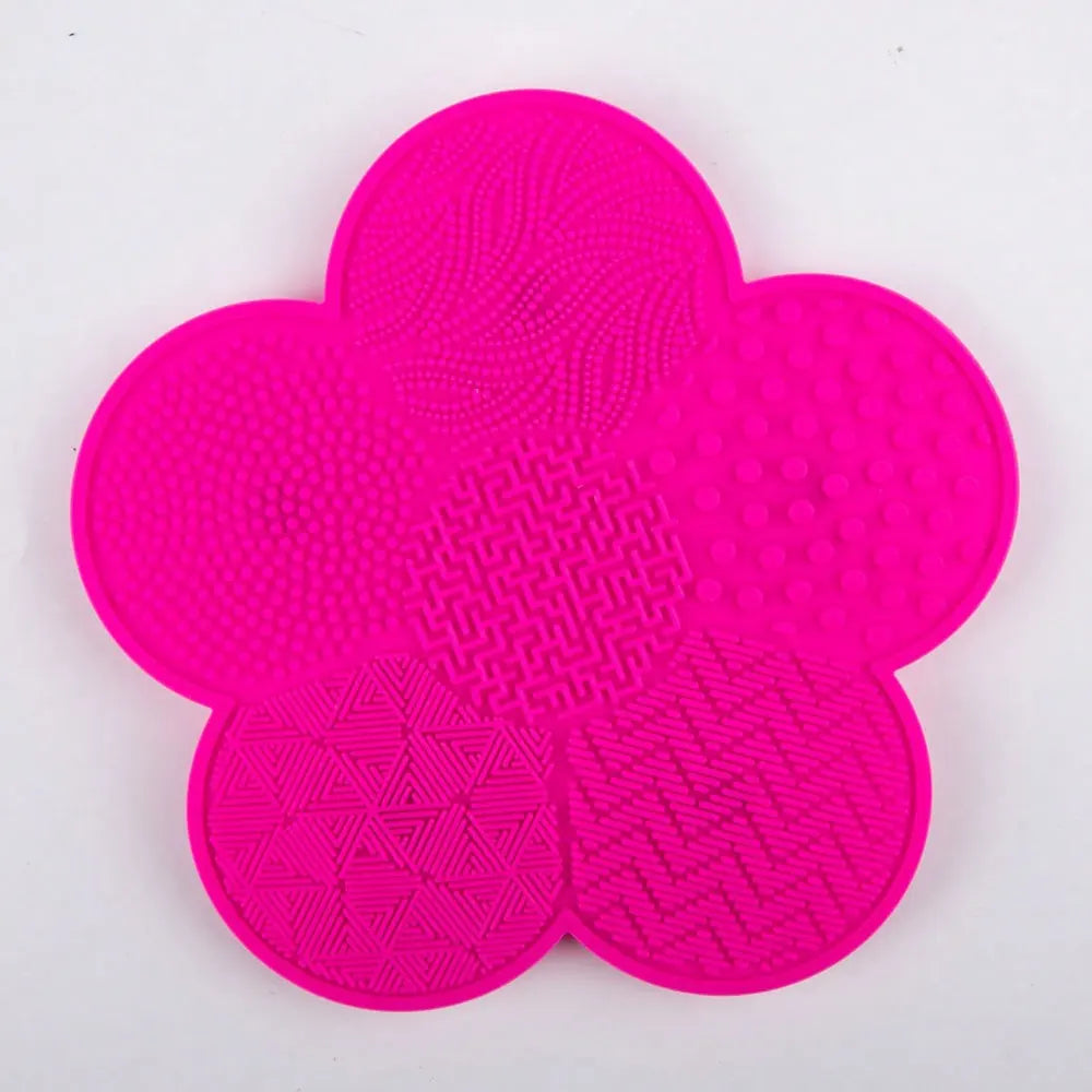 1Pcs Silicone Makeup Brush Cleaning Mat, Flower Shape Makeup Brush Cleaner Pad, Portable Makeup Brush Cleaner With Suction Cup