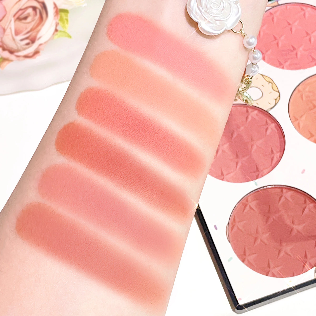 6-color blush palette, matte effect, natural long-lasting, high pigment, daily multi-color makeup set
