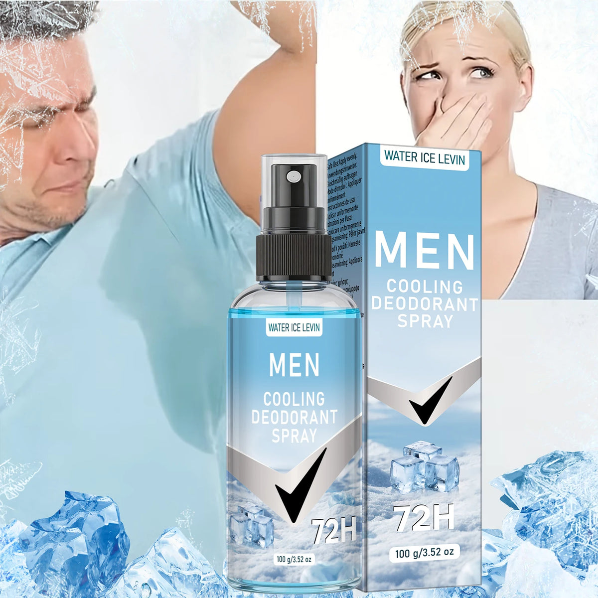 Male Refreshing Cooling Deodorant Spray with Niacinamide, Comfortable Underarm Skin Care