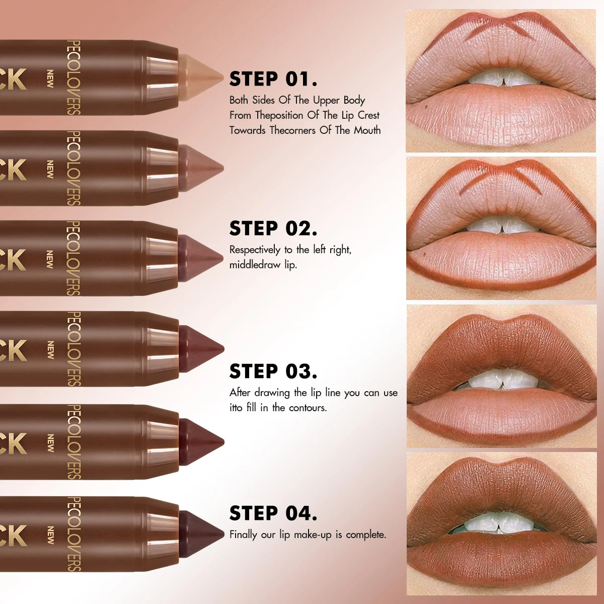 Fine Tip Lip Liner Pen Soft Mist Matte Lip Crayon Sexy Brown Red Lipstick Pencil Lip Contouring Lipliner Outline Tint Cosmetic