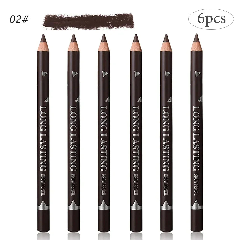 6/12Pcs Eye Brow Pencil Waterproof Professional Women Eye Makeup Pen Easy Color Natural Black Cosmetic Beauty Eyebrow Tool