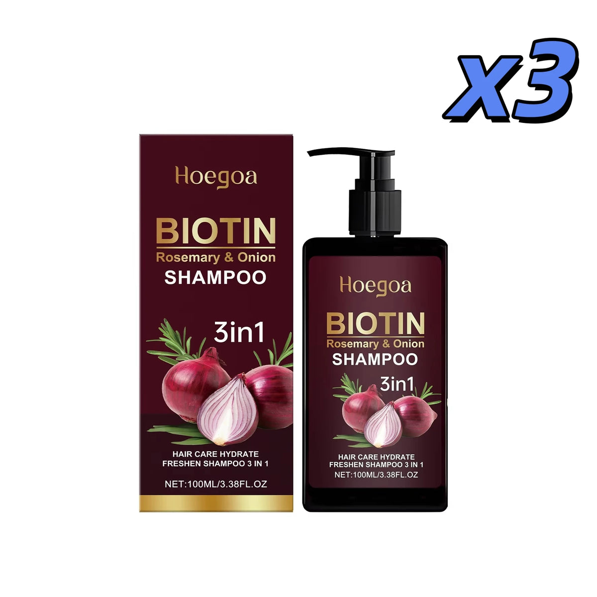 Red Onion Rosemary Shampoo Anti Hair Loss Repair Damaged Frizz Deep Cleansing Oil Control Thickening Hair Growth Shampoo