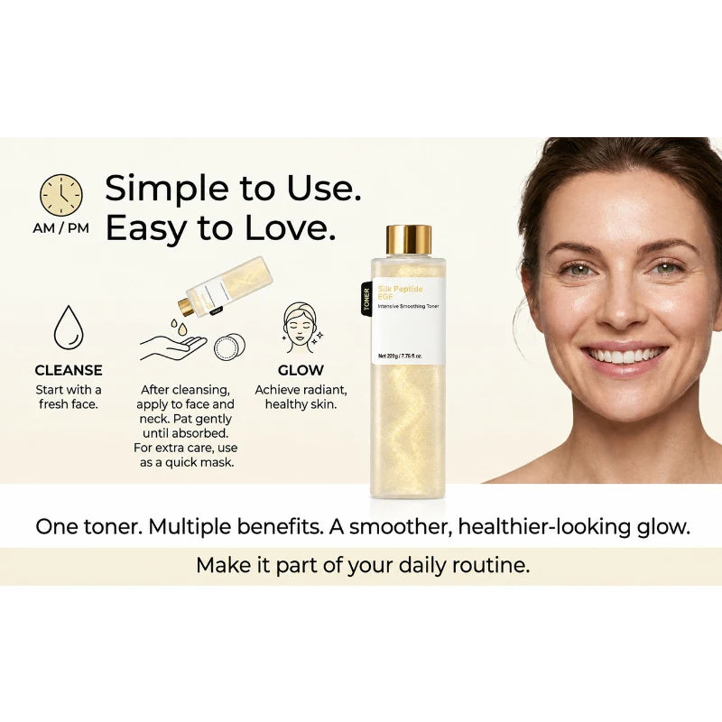 Silk Peptide EGF Smoothing Toner Revitalizing Hydrating Soothing Essence Water Improves Rough Skin Moisturizing Facial Toner