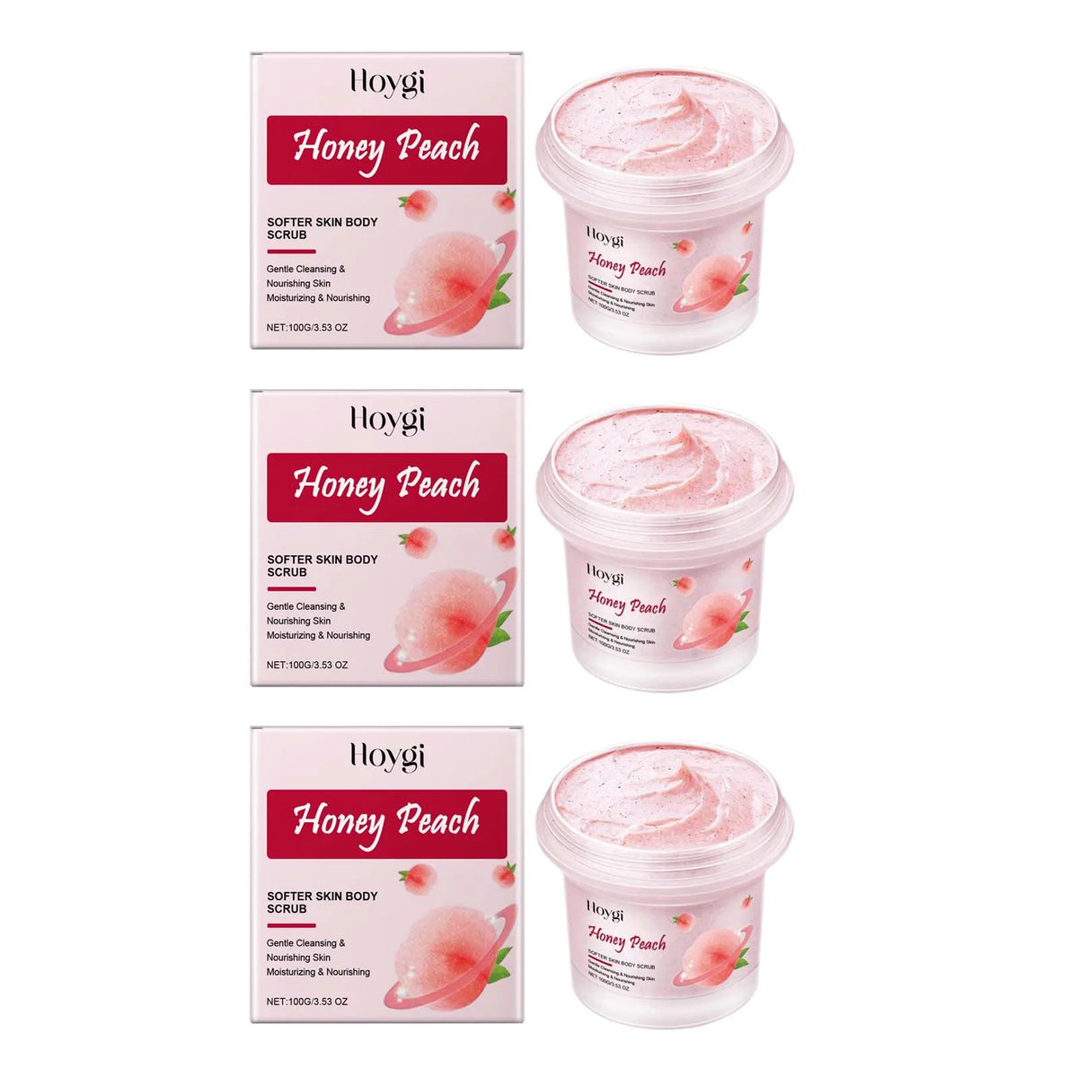 Honey Peach Softer Skin Body Scrub Gentle Exfoliating Cleanser Brightening Deep Cleaning Moisturizing Shiny Smooth Body Scrub