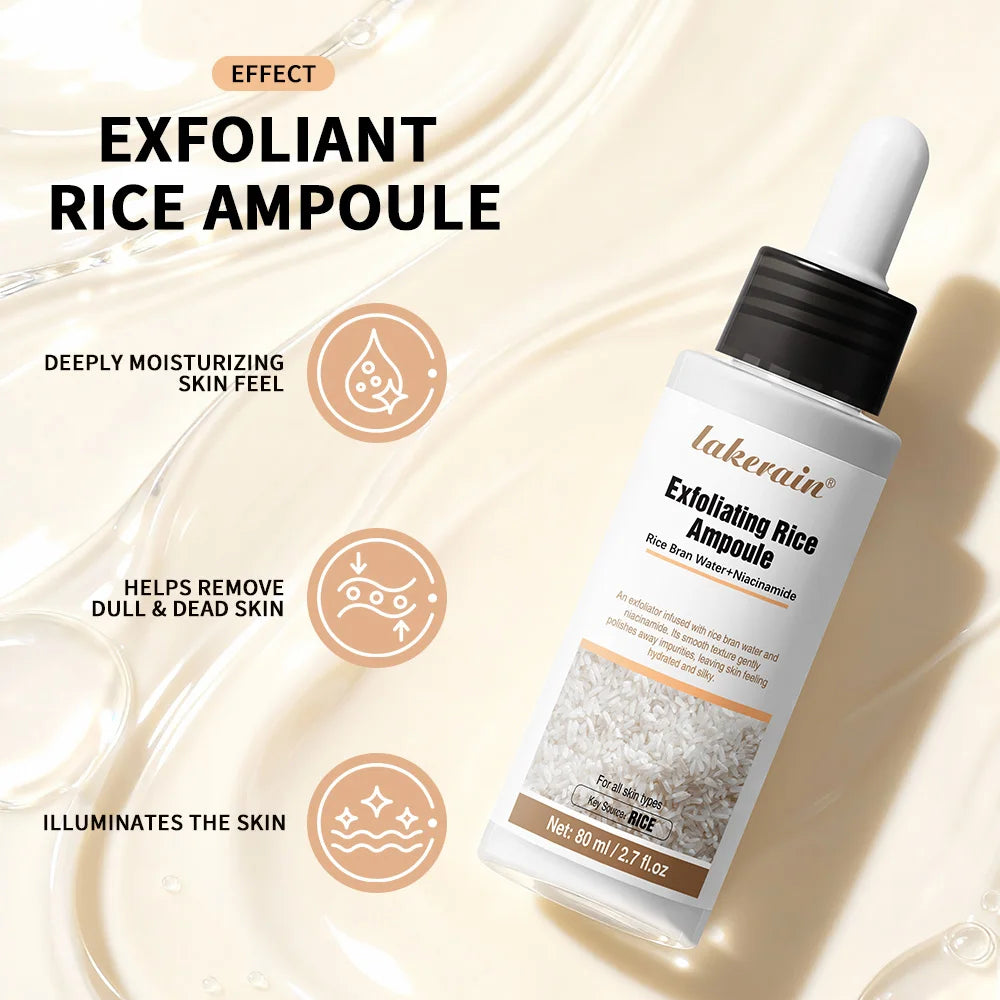 Gentle Rice Exfoliation Brightened-Looking Effect Long-lasting Hydrating Gentle Cleaning Soothing Skin Exfoliant Rice Ampoule