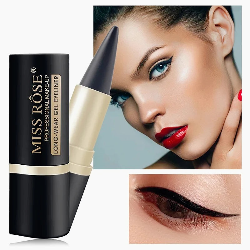Waterproof Eyeliner Gel Matte - 24H Quick-drying Rich Pigment Single Head Gel Pencil Smudge-proof Long-lasting Black