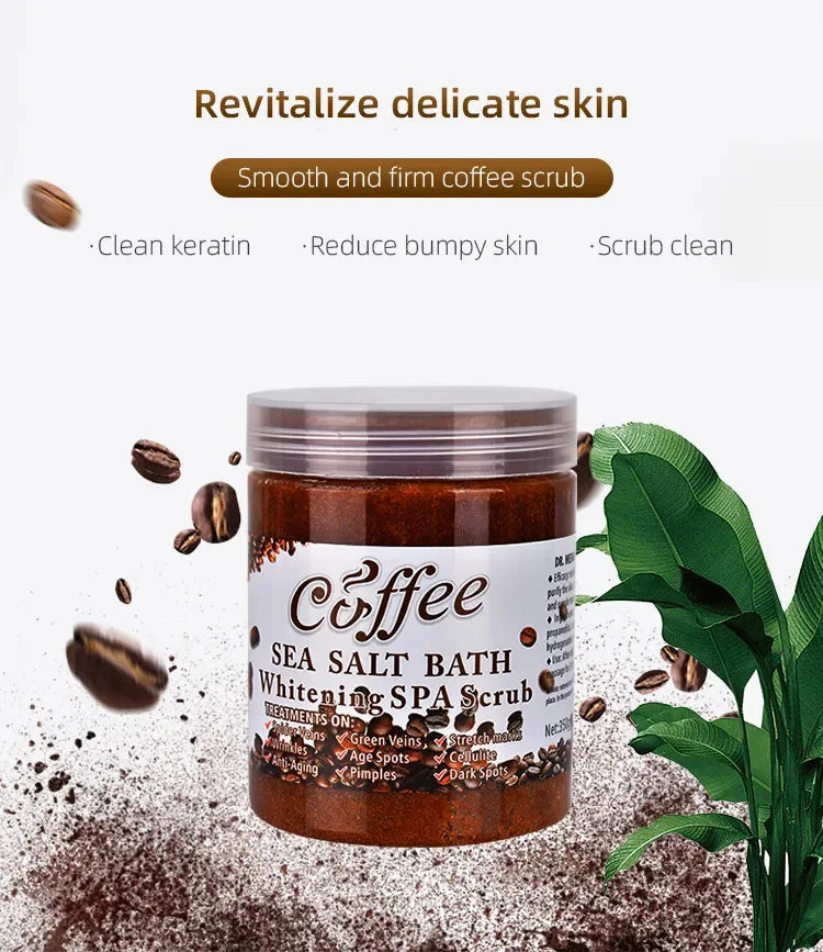 350g/680g Coffee Whitening Spa Scrub Bath Salts Exfoliating Body Scrub Deep Clean Dead Skin Moisturizing Bubble Wet Sea Salt