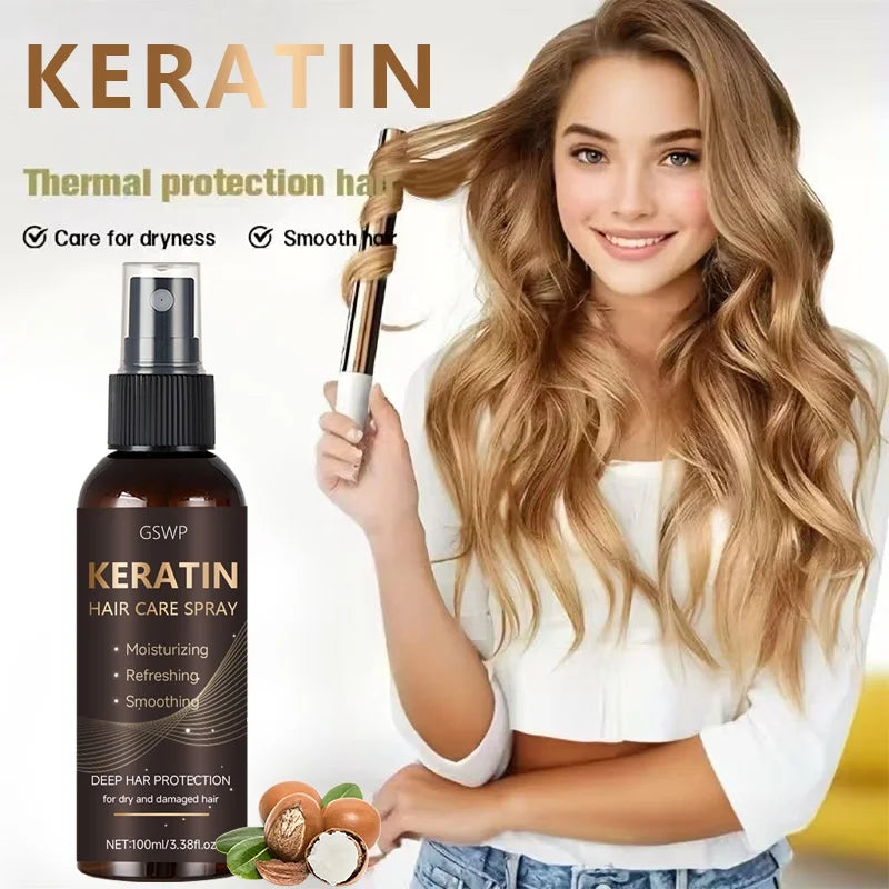 GSWP Keratin Hair Spray Contains Castor Oil and Argan Oil, Quickly Absorbed, Moisturize Hair, Leave It Non-Greasy. 100ml