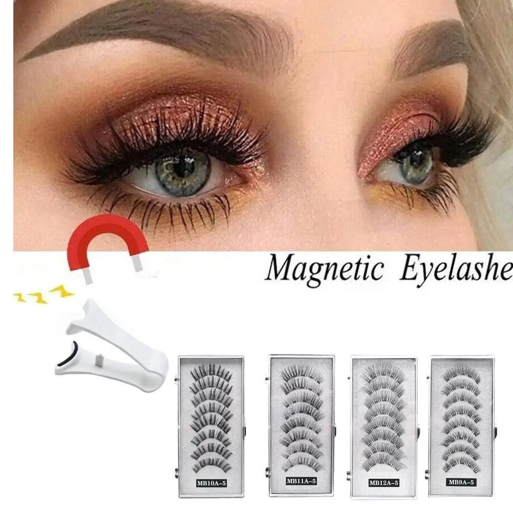 3D Natural ,With 5 Lashes Shipping Handmade Drop False Support Eyelashes Magnetic Reusable H8Y7