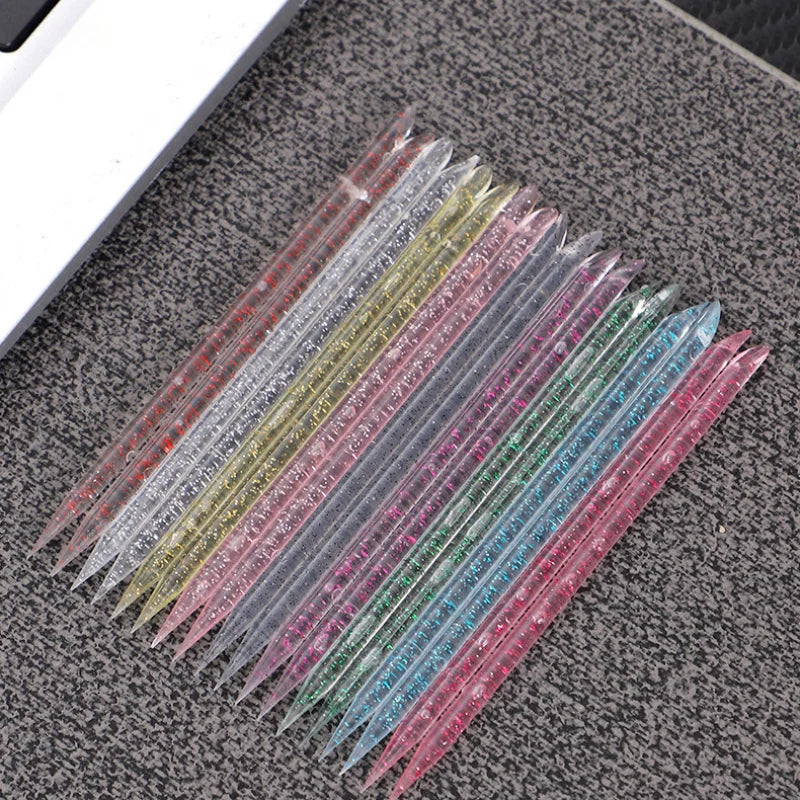 50/100pcs Reusable Double-Ended Cuticle Pusher – Crystal Nail Art Tool for Manicure & Pedicure