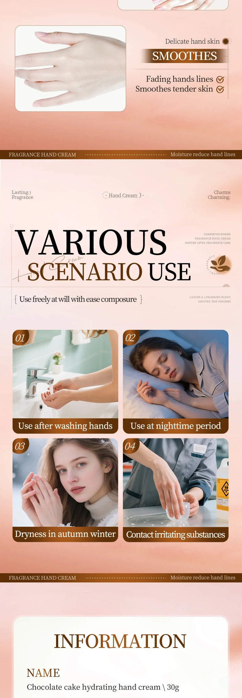 BIOAQUA Chocolate Hand Cream Moisturizing Nourishing Anti-aging Anti Wrinkles Whitening Creams Hands Skin Care Products