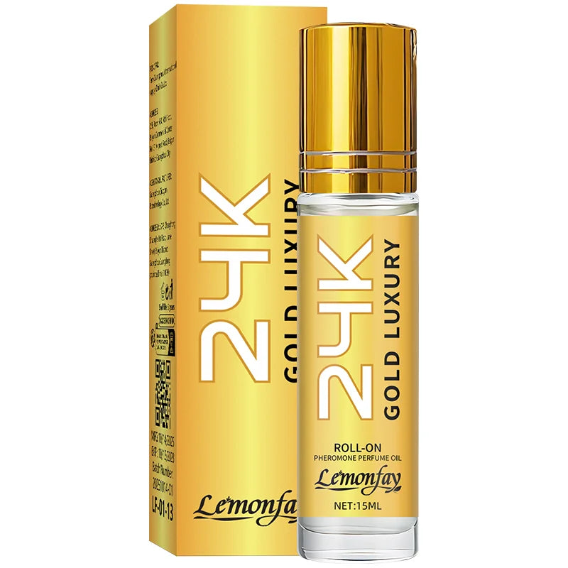 Lemonfay 24K Gold Luxury Pheromone Perfume Oil - 15ml Roll-On, Long-Lasting Portable Fragrance for Men & Women
