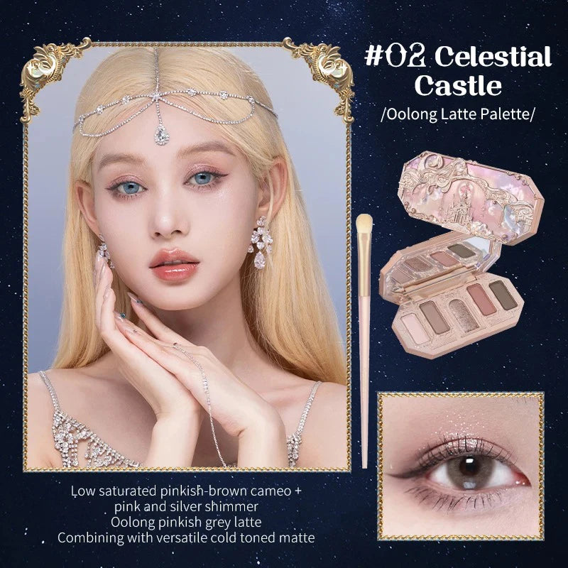 Flower Knows Moonlight Mermaid Eyeshadow Delicate Matte Glow Shimmer Chameleon Waterproof 5 Color Glitter Eye Shadow Palette