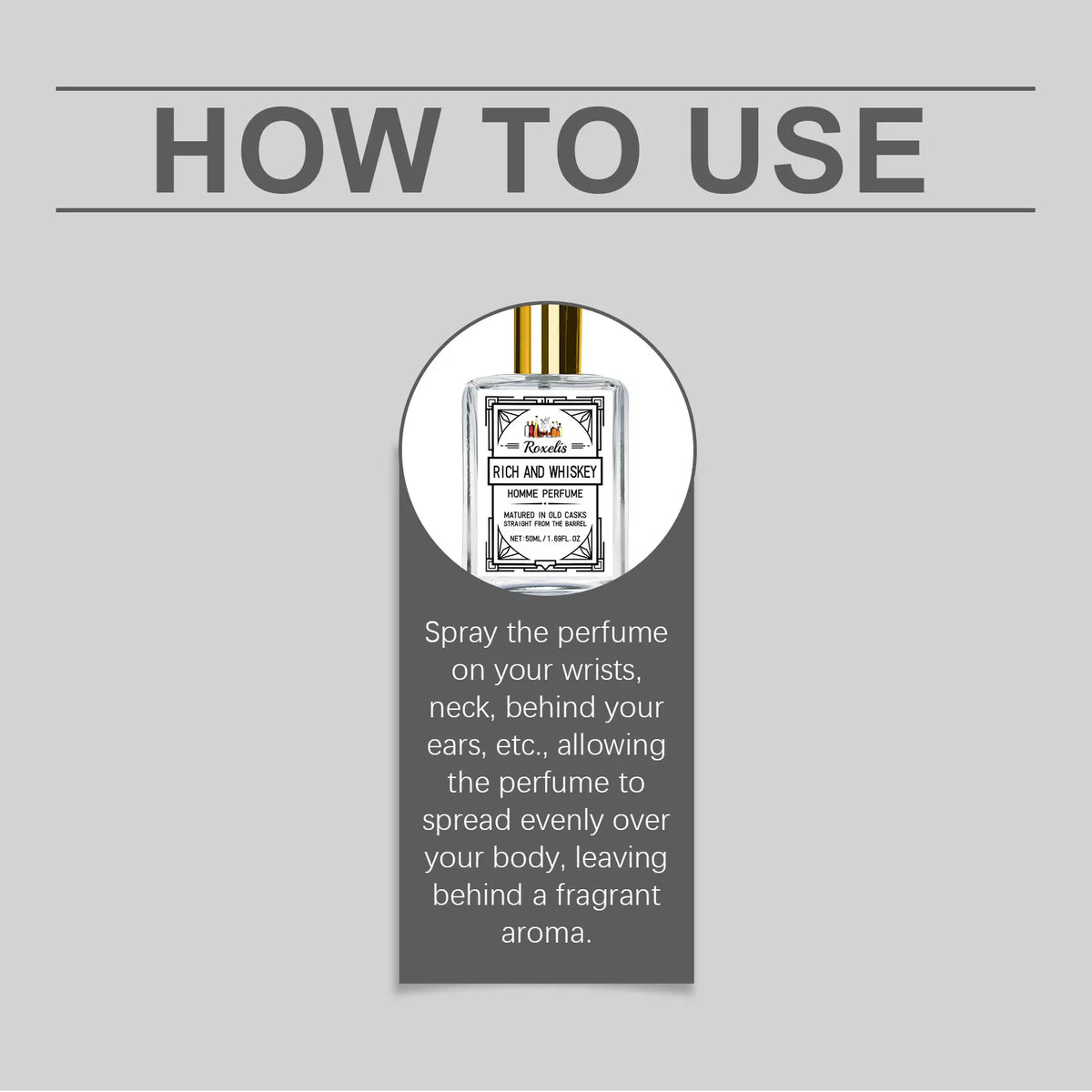 ROXELIS 50ml Rich And Whiskey Homme Perfume Long-lasting Fragrance,Enhance Personal Charm, Confidently Show Style and Elegance