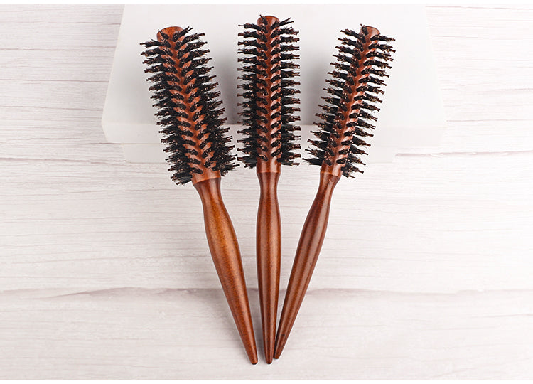 12 Style Wood Handle Round Rolling Brush Straight Twill Hair Comb Boar Bristle Round Barrel Hair Curling Brush Hairdressing Tool