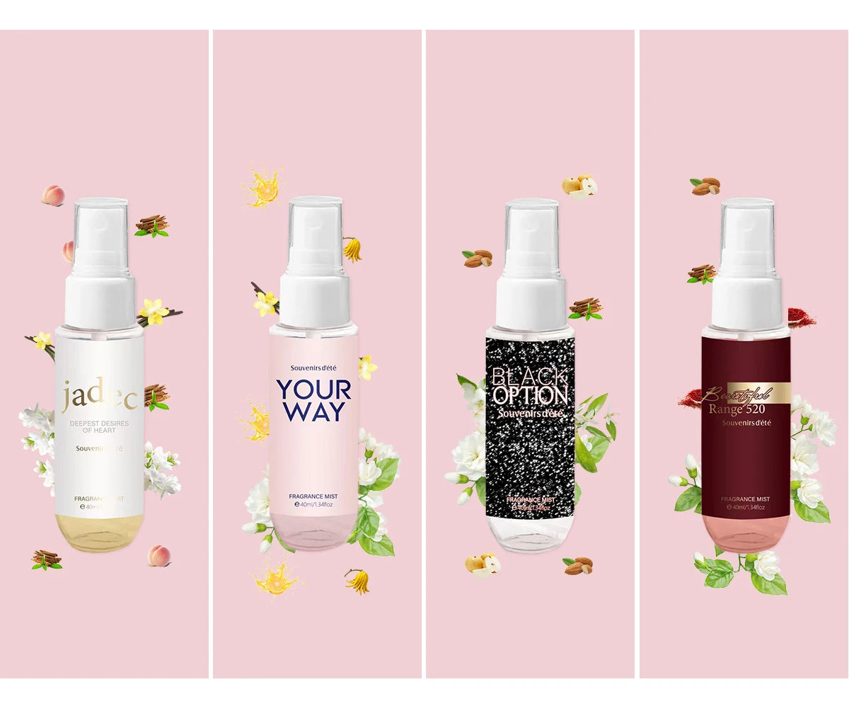 4pcs Pink Women's Body Perfume, Fresh Floral Fragrance Spray, Lasting Fragrance, Alcohol Free, Ideal Gift for Women