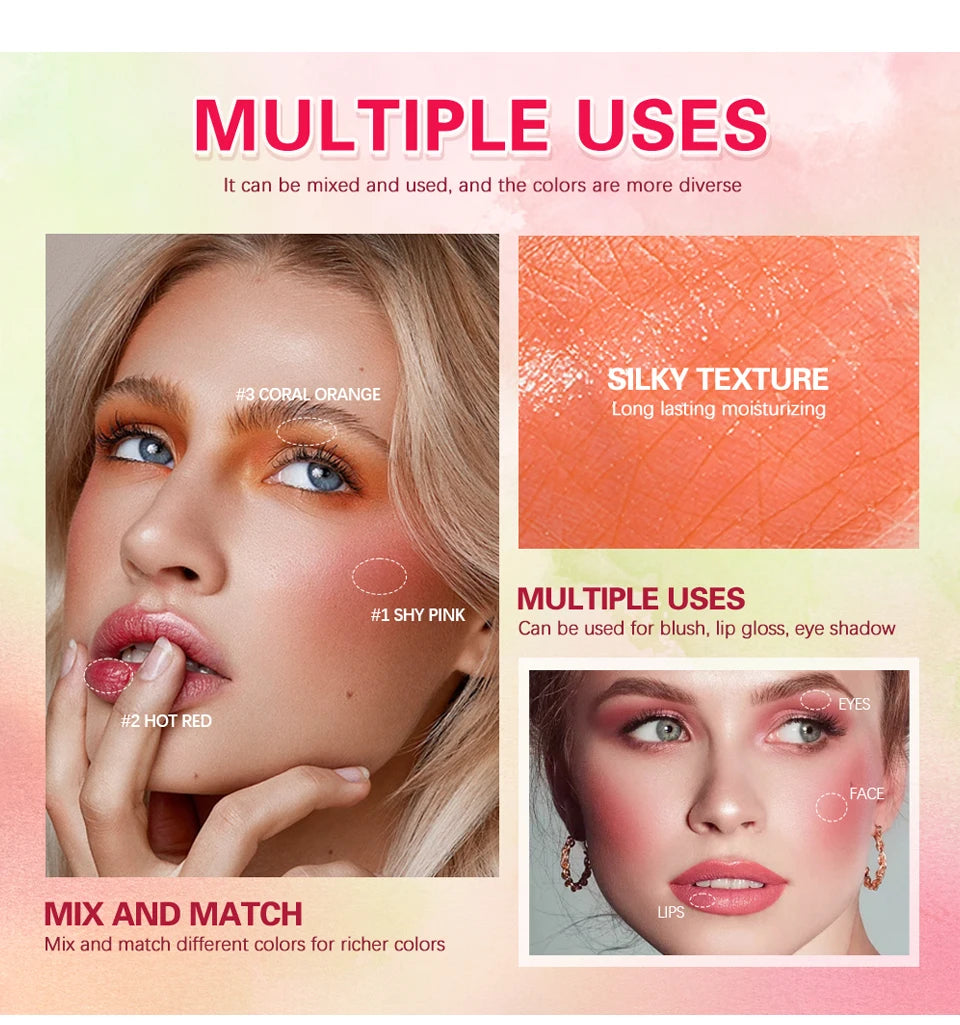 ibcccndc Rotating Blush Cream Tinted Moisture Stick Naturally Long-lasting Moisturizing Waterproof And Non-Removing Orange Blush