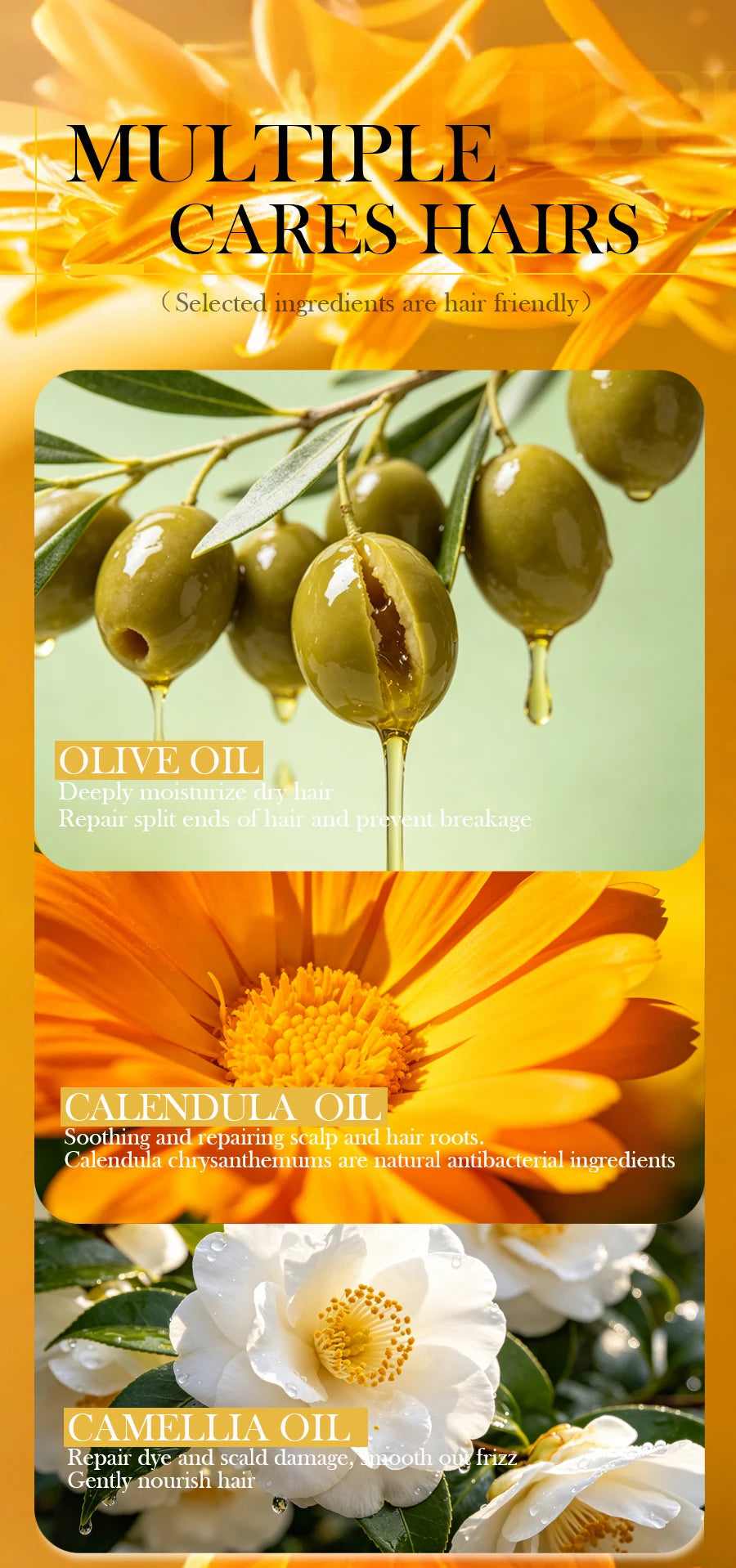Calendula Plant Shampoo Soap Has No Silicone Oil or Residue, Deeply Cleanses the Scalp, Controls Oil and Removes Oil