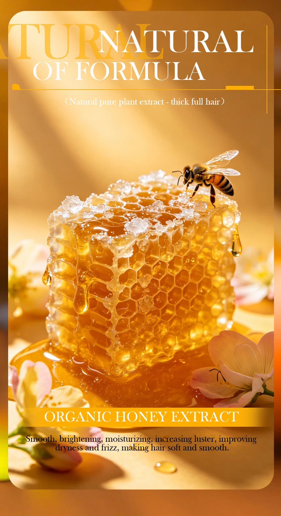Natural Honey Shampoo Plant Essence Extract Refreshing Shampoo Soft Hair Dandruff and Oil Removal