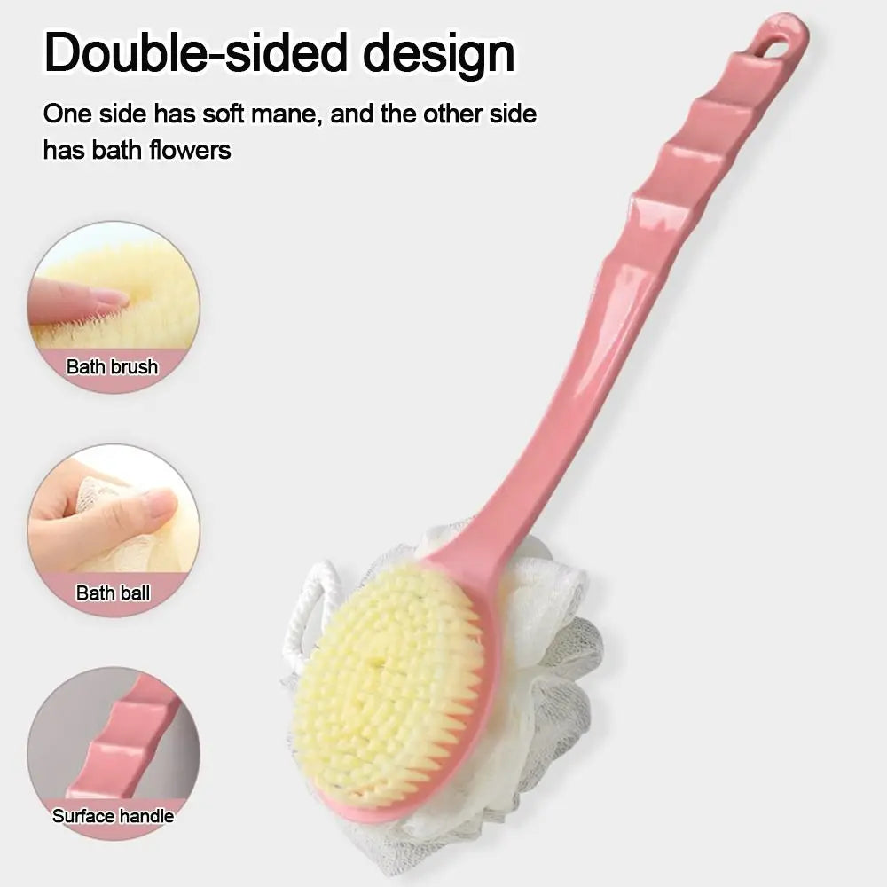 Gentle Long Spa Handle Shower Body Brush Back Scrubber Anti Slip with Hanging Hole for Body