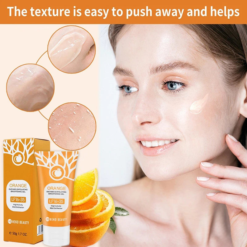 Orange Enzymes Exfoliating Gel Brightening Deep Cleansing Face Scrub Gentle Mud Peel Smoothing Skin Refine Pores Moisturize Care