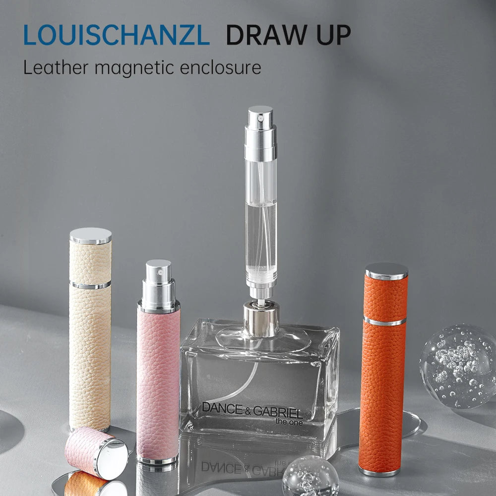 Louischanzl 10ml magnet Perfume Atomizer Bottle Portable leather Sprayer for Boarding Tight Sealing Travel Perfume Spray gift