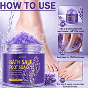 Lavender Foot Bath Salt - Deeply Cleanses with Sea Salt, Moisturizes Heels - 20-Minute Soak, Relieves Dry Feet, Post-Workout and Pre-Sleep Care - Foot Bath, Foot Care