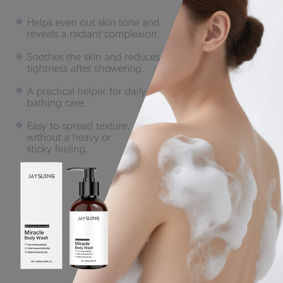 Niacinamide Shower Gel White Skin Smoothing Daily Cleansing Remove Dirt Rich Foam Lasting Hydrate Refresh Body Wash Skin Care