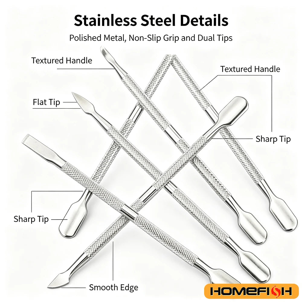 Double-ended Stainless Steel Cuticle Pusher Dead Skin Push Remover For Pedicure Manicure Nail Art Cleaner Care Tool