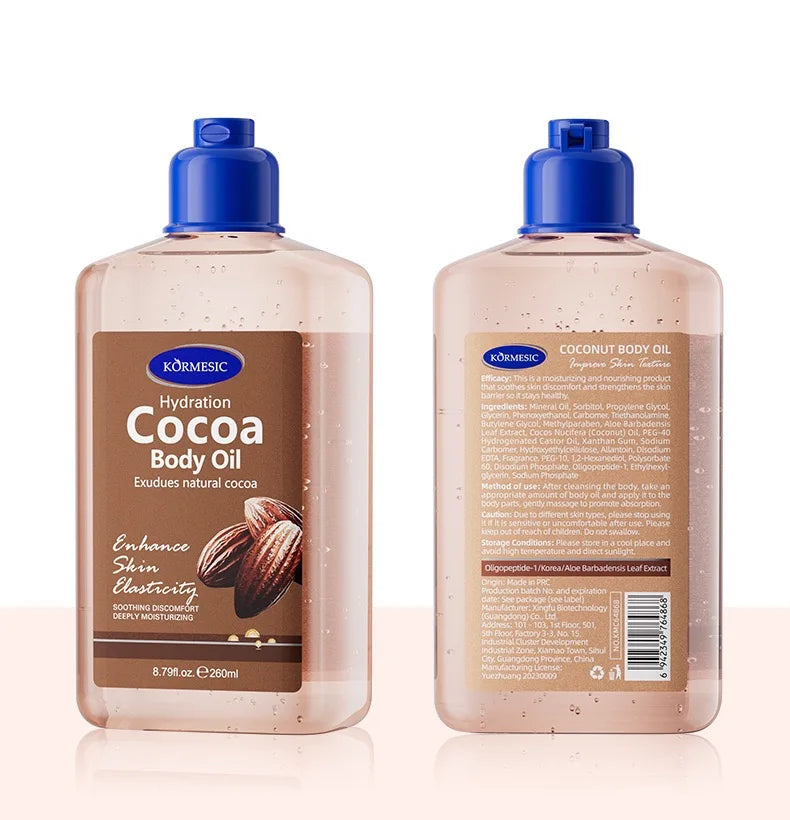 KORMESIC Body Oil 260ml Rose/Cocoa/Coconut Hydrating Brighten Skin Texture Soothe Discomfort Essential Oil