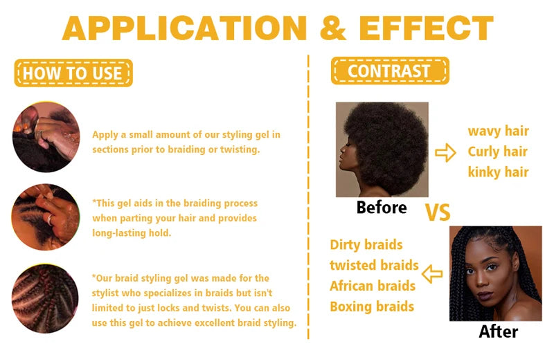 Braiding Gel Strong Hold Neat Braid Gel Hair Braid Gel for Braids Hair Mousse for Braids Styling Product Braid Mousse